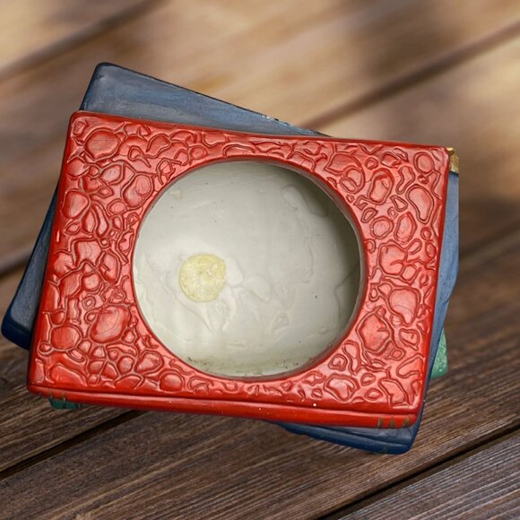 Vintage Multi-Color Ceramic Stacked Book Shaped Succulent Planter - Picture 4 of 8